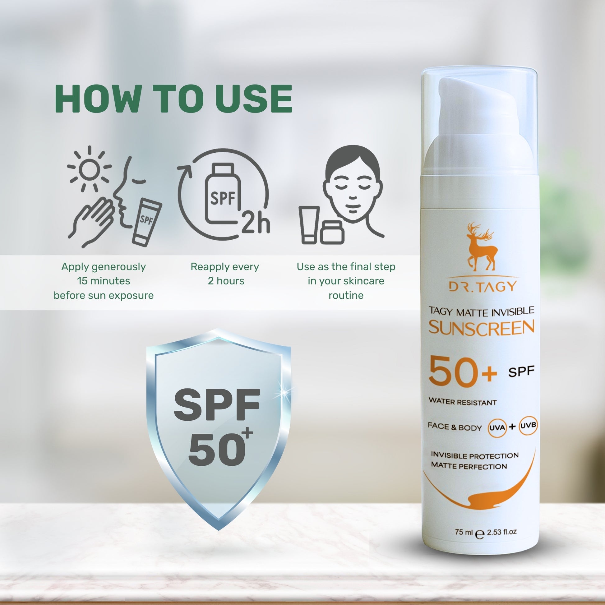 TAGY SUNSCREEN SPF 50+     75ml