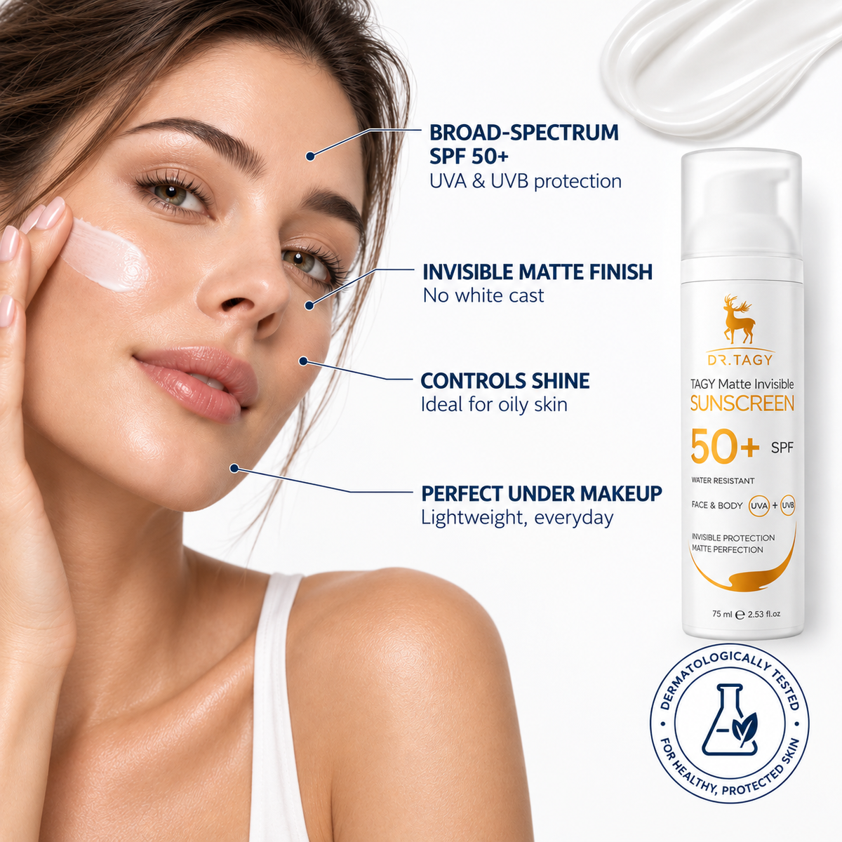 DR TAGY Invisible Matte Sunscreen SPF 50+ 75 ml