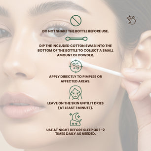 List of main ingredients in Dr. Tagy Aurelia Acne Care, including Zinc Oxide, Calamine, Salicylic Acid, Niacinamide (Vitamin B3), Tea Tree Extract, and Gotu Kola Extract, displayed on a soft pink background with a beaker icon.