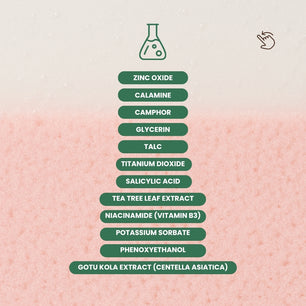 Illustrated benefits of Dr. Tagy Aurelia Acne Care: deeply cleanses pores, balances oil production, helps reduce redness, and moisturizes the skin — shown on a close-up skin background.