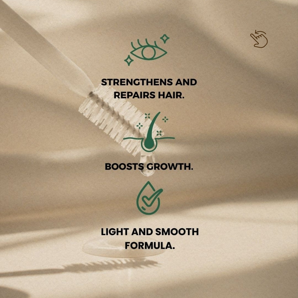 Eyeluxe Eyelash Intensive Serum by Dr. Tagy — product poster showing benefits and packaging on a beige background.